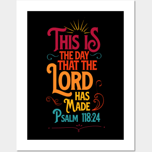 This is the day that the LORD has made, from Psalm 118:24, retro colors text Posters and Art